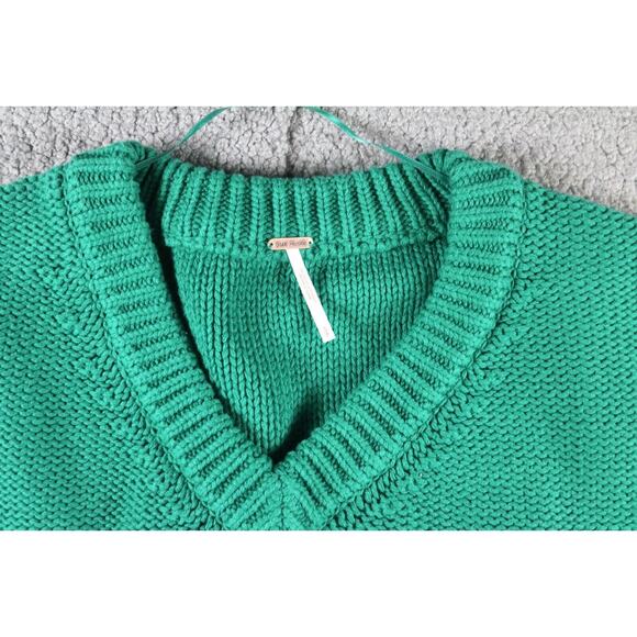 New Free People Sweater Womens Small Alli V-Neck Green Pull Over Mountain View - Picture 5 of 8
